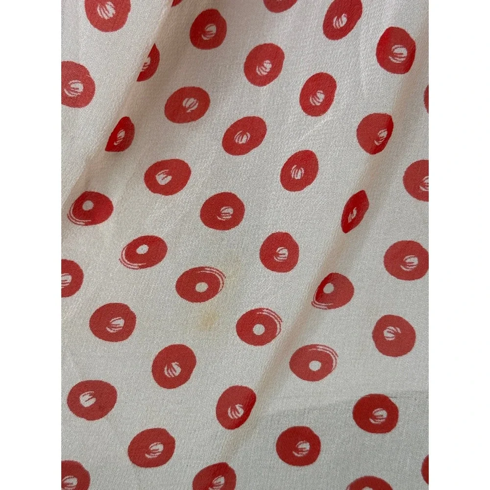 The Addison Story Anthropologie 100% Silk Red Dot Mini Dress XS Ruched Sleeve